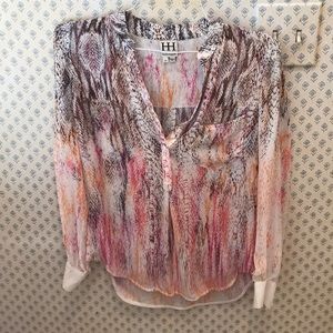 Haute Hippie brown, pink, and orange blouse.